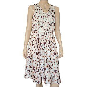 BANANA REPUBLIC Ivory & Burgundy Sleeveless Dress 8